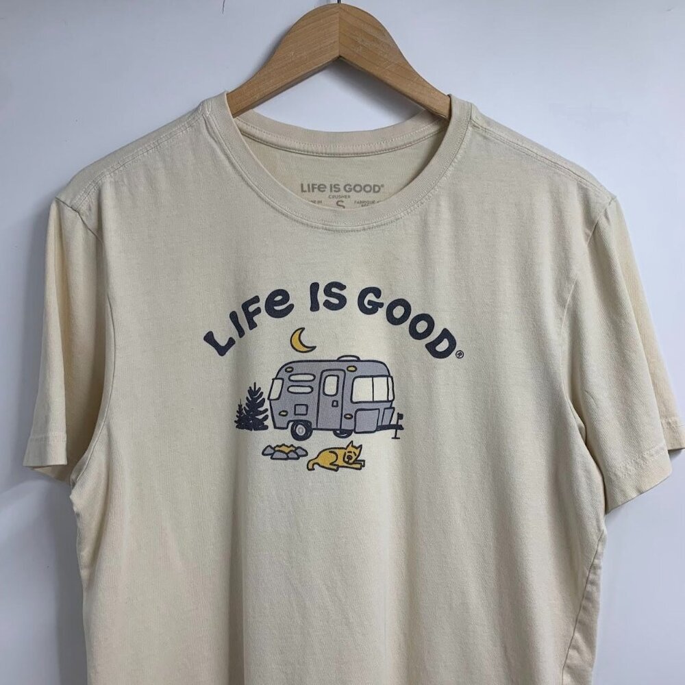 Life Is Good Women's Crusher Vintage Camper Trailer Crew Neck Short‎ Sleeve SZ S - Picture 4 of 12